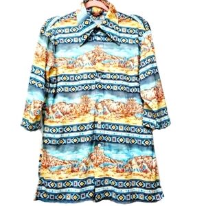 Vintage 70s Levi's Shirt Native American Print Short Sleeves Size Medium